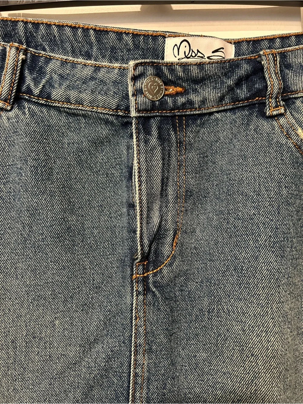 Frayed Hem Denim Mini Skirt - Blue